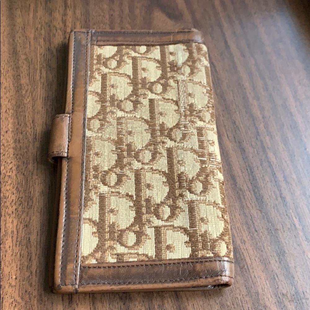 Vintage Dior Brown Leather Checkbook Gem